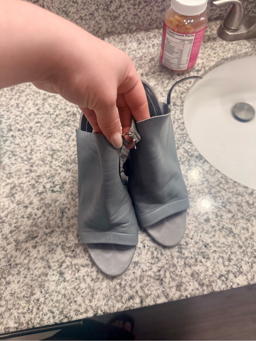 Balenciaga Gray Leather Wedge Mules - Picture 2 of 4